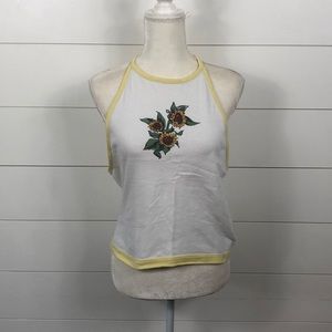 American Eagle Halter Top White Yellow XL